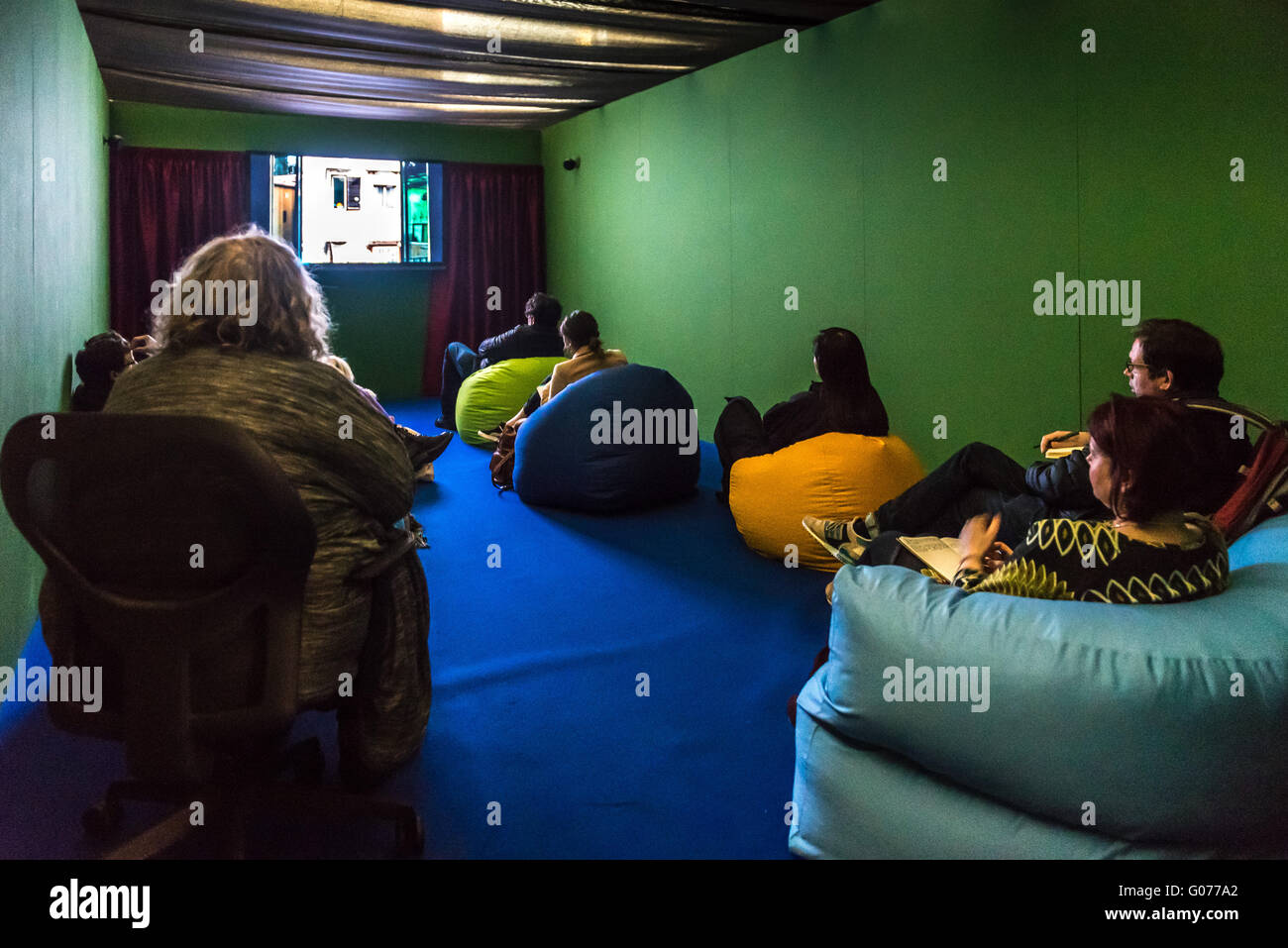 Brighton, East Sussex, UK. 29th April, 2016. Brighton Festival Exhibition Preview. Gillian Wearing's “A Room With Your Views” Brighton University Galleries photo Credit:  Julia Claxton/Alamy Live News Stock Photo