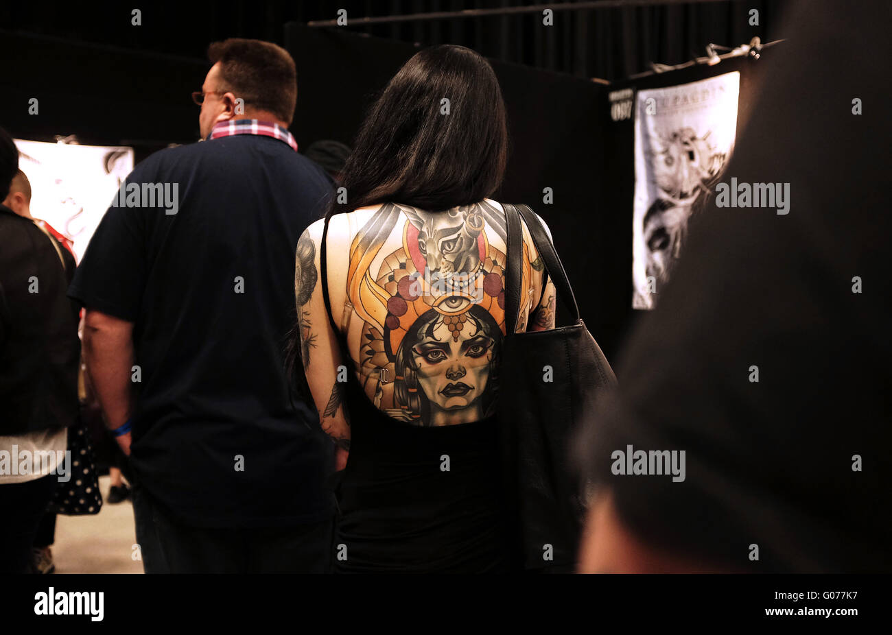 Brighton UK 30th April 2016 - Visitors at the 9th Annual Brighton Tattoo Convention held in the Brighton Centre this weekend  Credit:  Simon Dack/Alamy Live News Stock Photo
