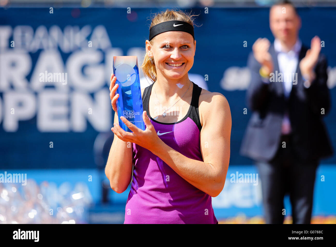 Prague, Czech Republic. April 30, 2016. Lucie Šafářová (CZE) defeated Samantha Stosur (AUS) at WTA J&T Banka Prague Open. © Petr Toman/World Sports Images Stock Photo