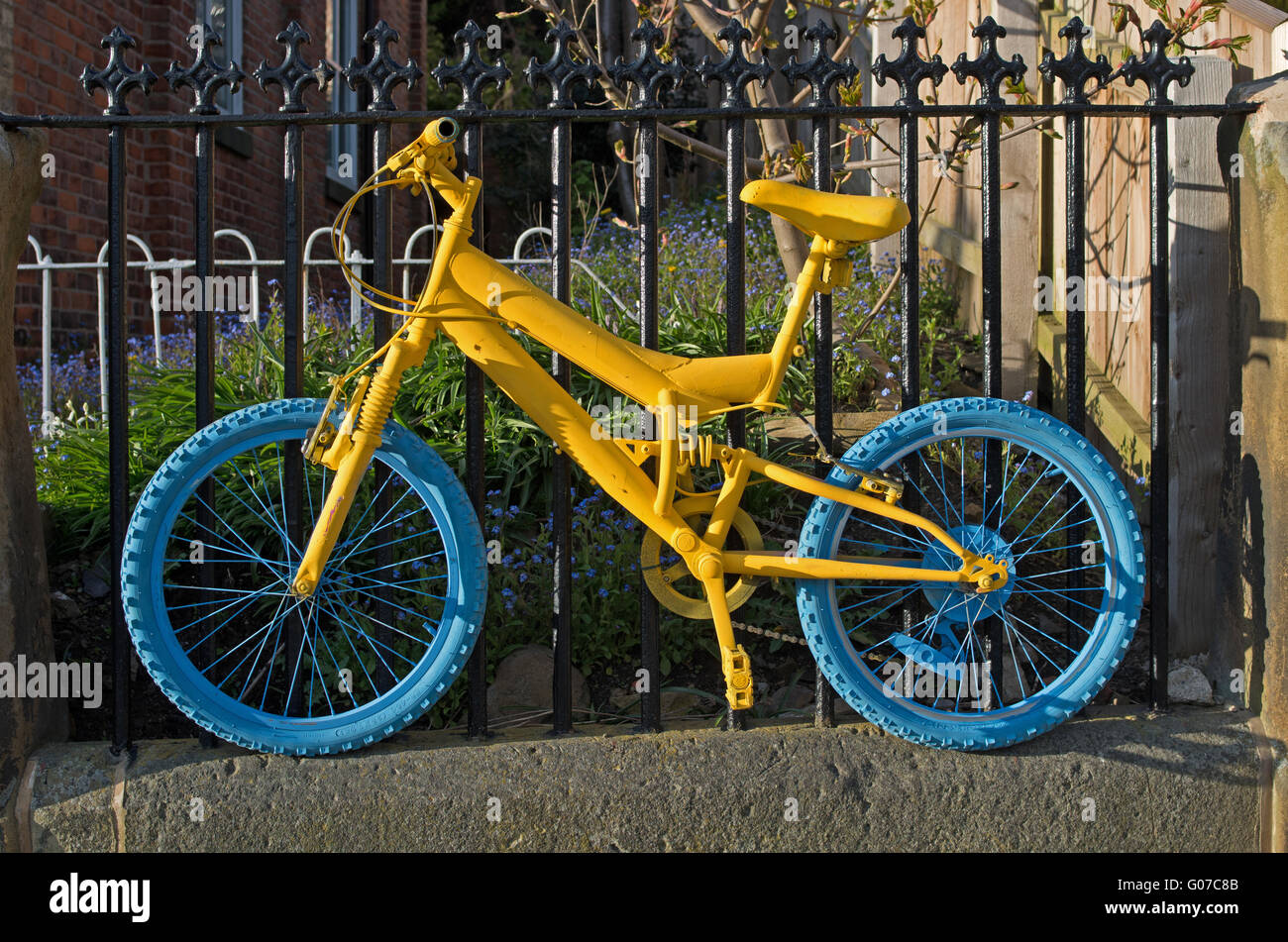 blue and yellow bike