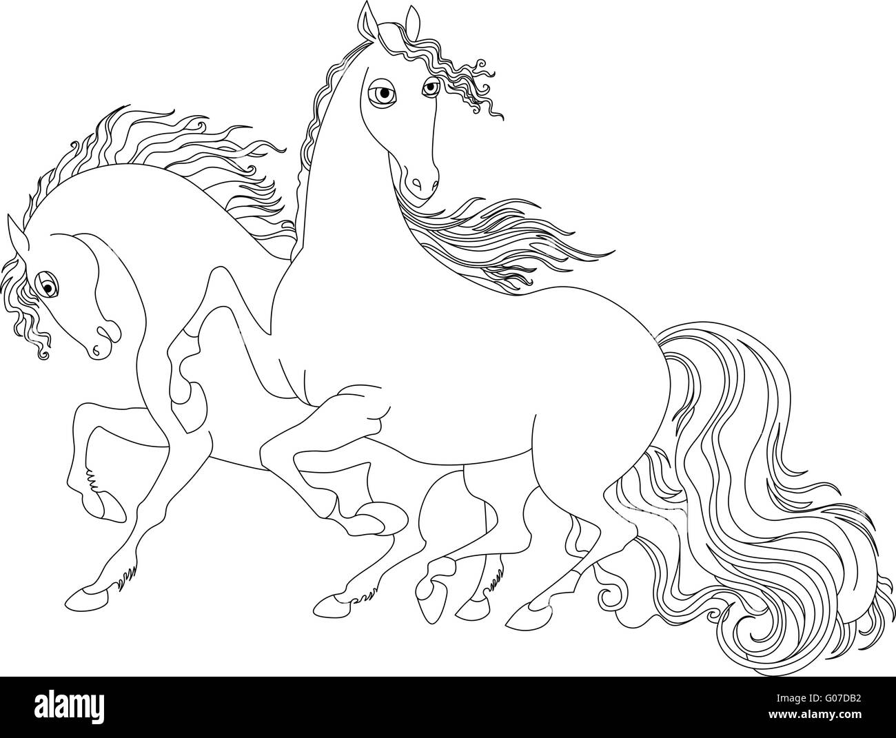 two horses black and white illustration Stock Vector Image & Art - Alamy