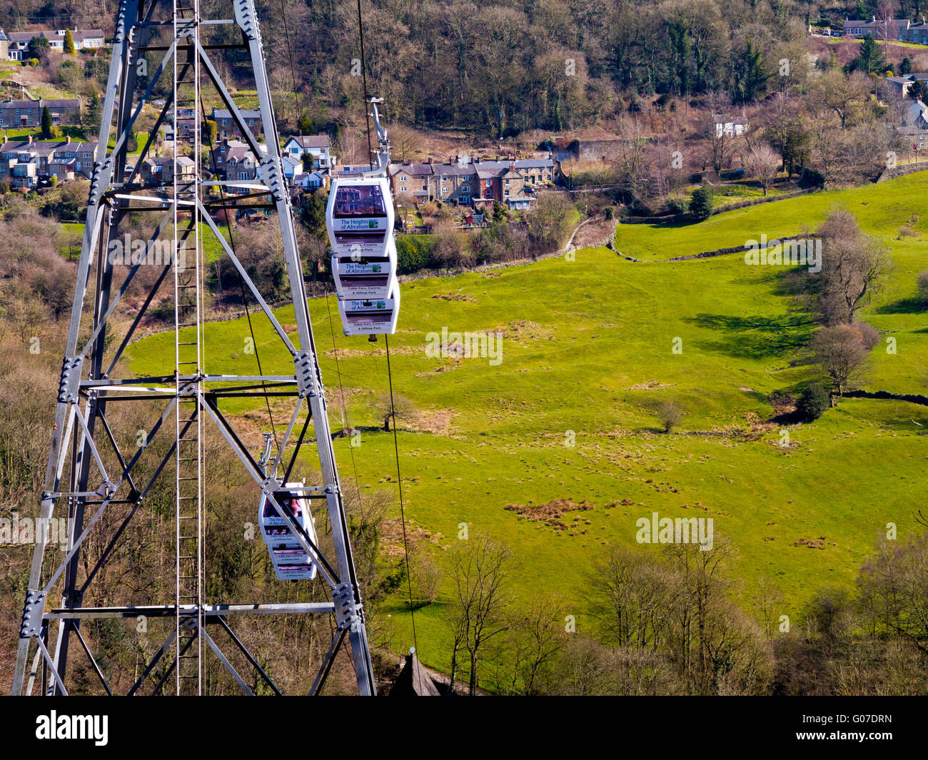 Cable cars ascending to the Heights of Abraham attraction at Matlock