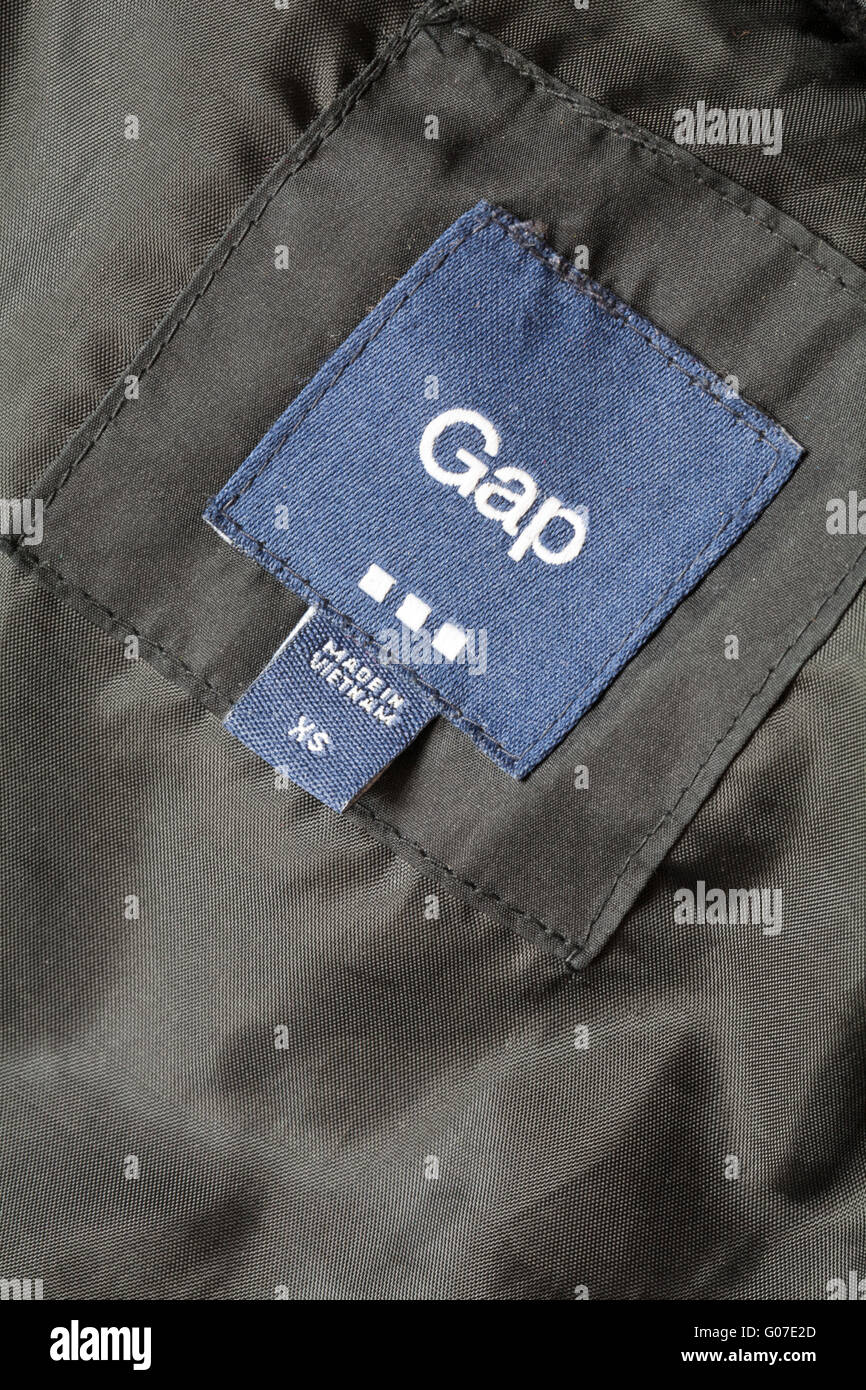 label in Gap clothing made in Vietnam - sold in the UK United Kingdom,  Great Britain Stock Photo - Alamy