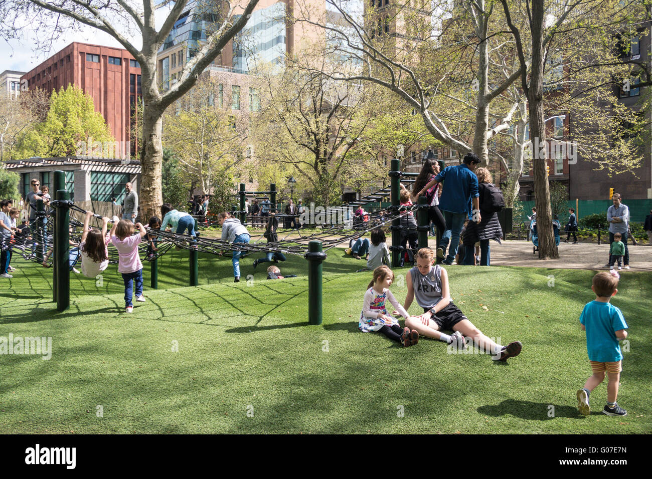 Playground in Washington Square Park, Greenwich Village, NYC Stock Photo