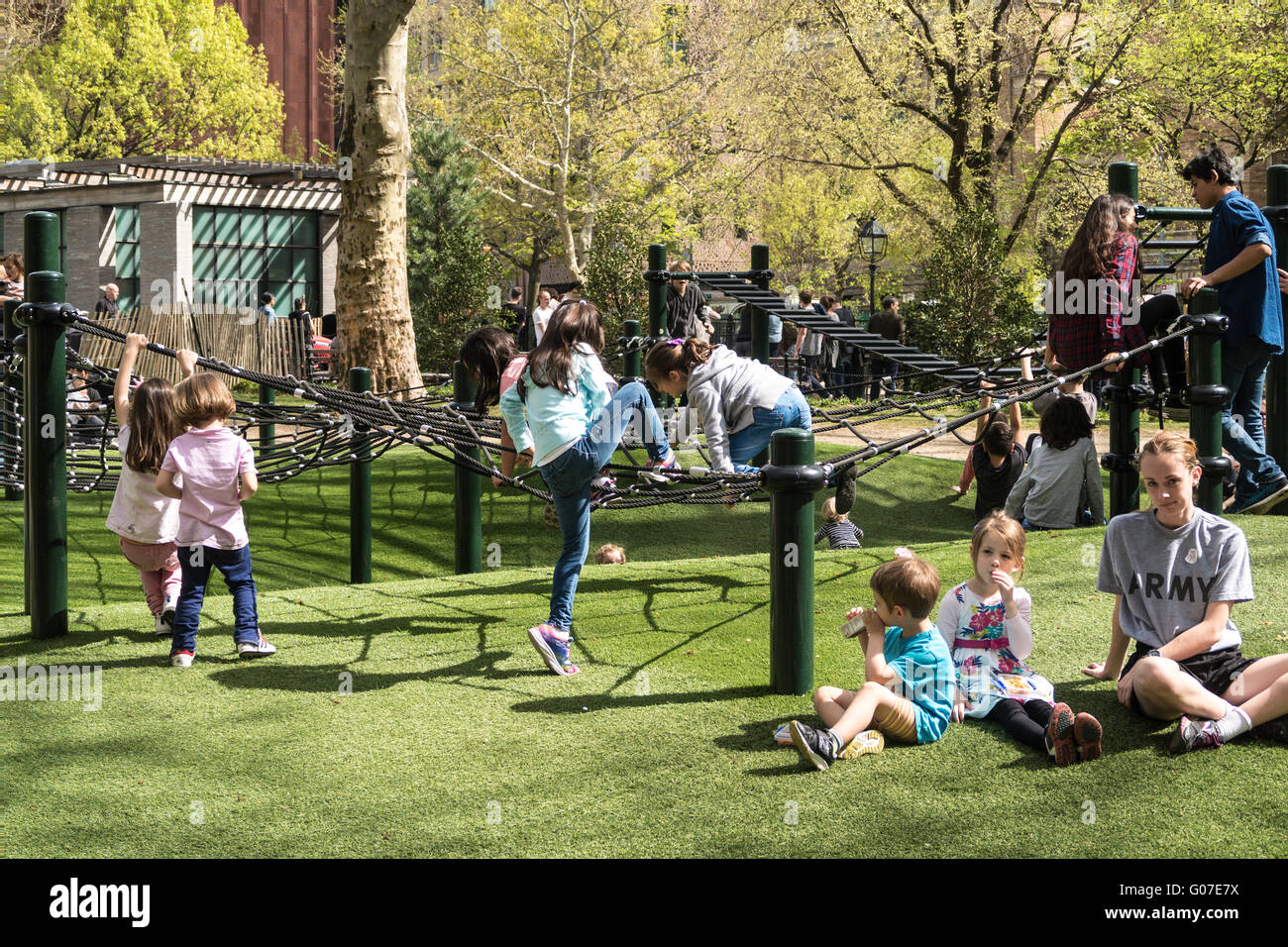 Playground in Washington Square Park, Greenwich Village, NYC Stock Photo
