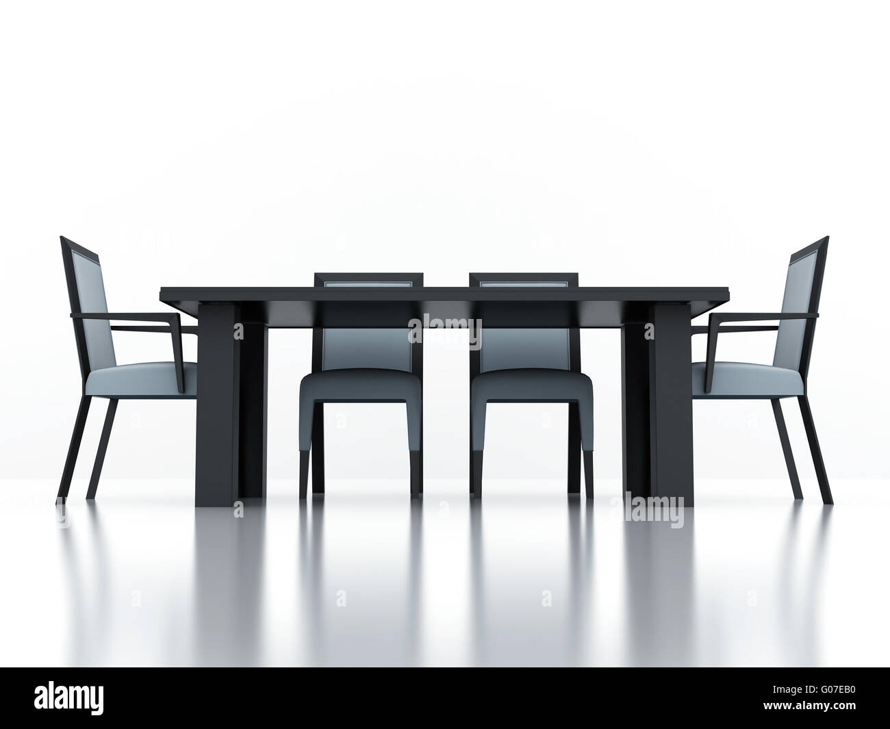 dining group with a table and chairs on a white ba Stock Photo