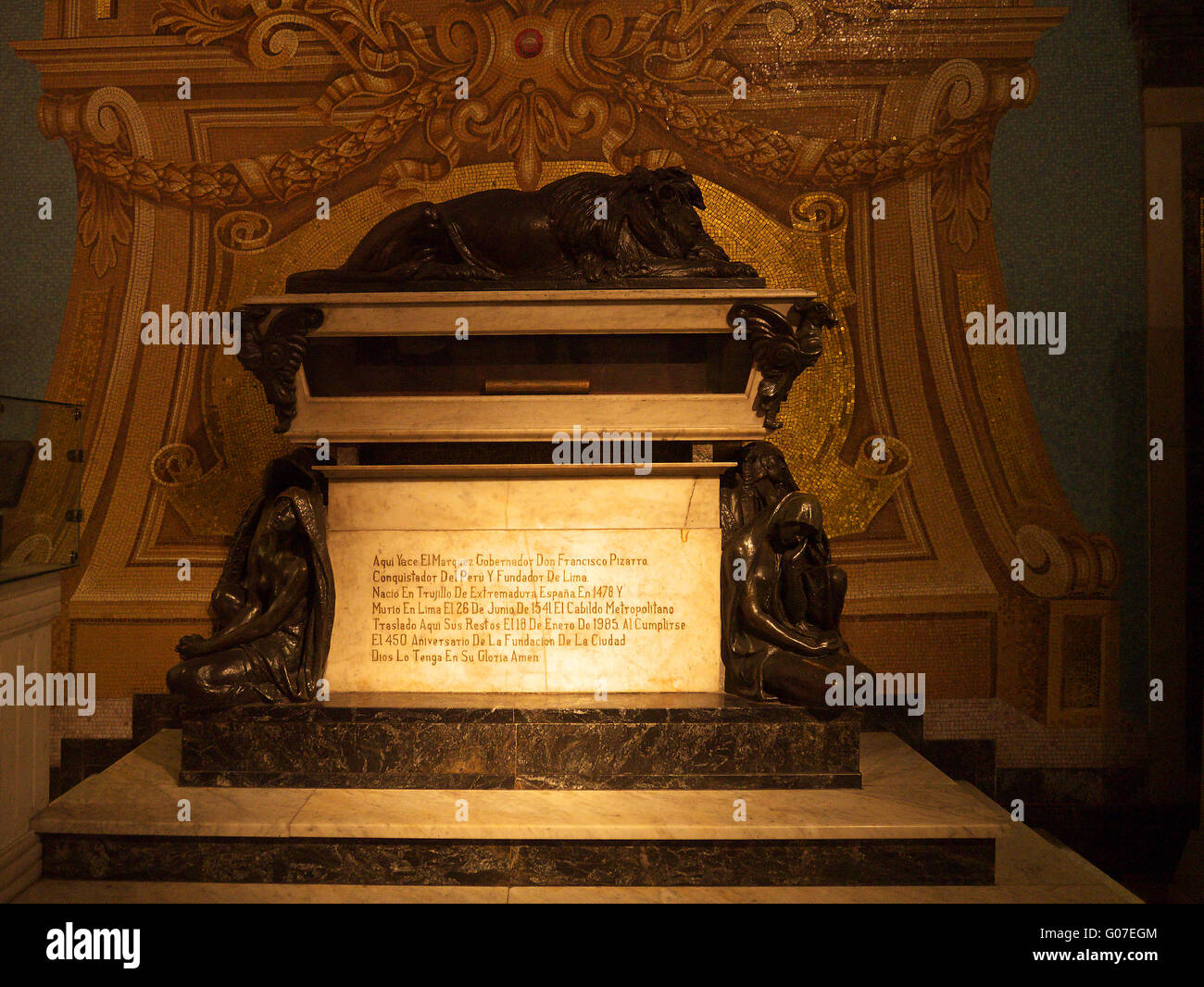 Pizarro's tomb in Cathedral of Lima South America Stock Photo - Alamy