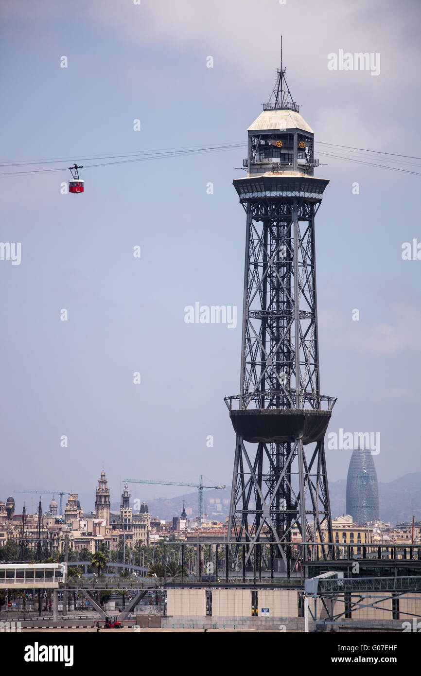 Montjuic Cable Car tower Stock Photo - Alamy