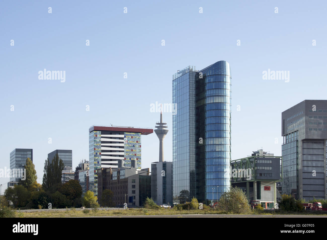 Backview of the Buildings on the Duesseldorfer Med Stock Photo