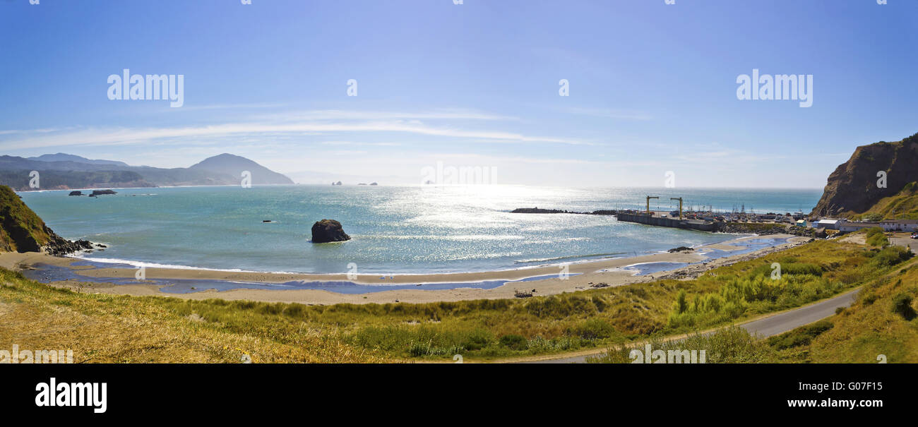 Port Orford's bay at the Oregon Coast Highway Stock Photo