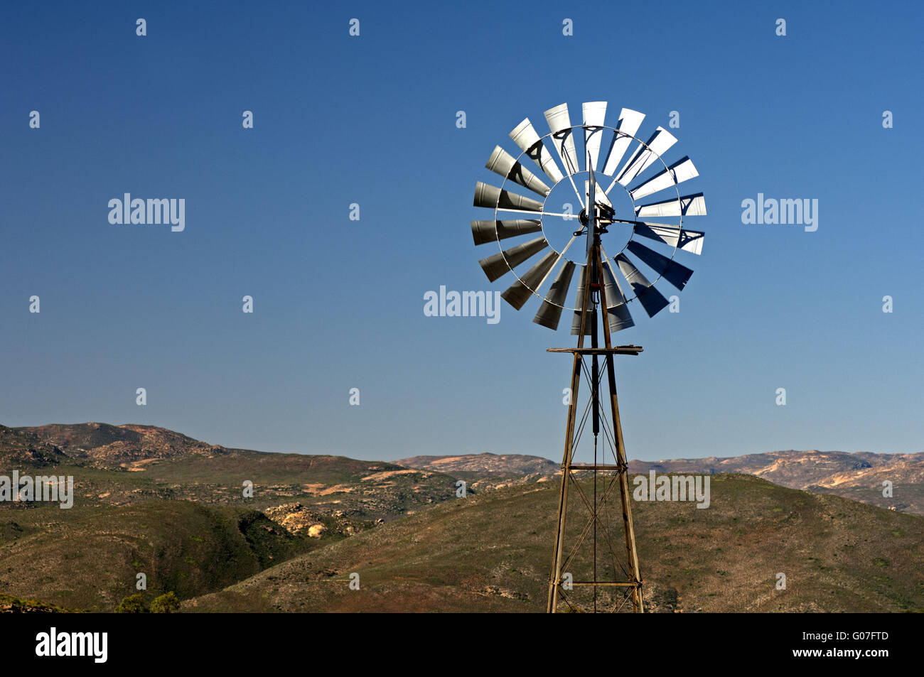 wind pump for pumping groundwater, South Africa Stock Photo