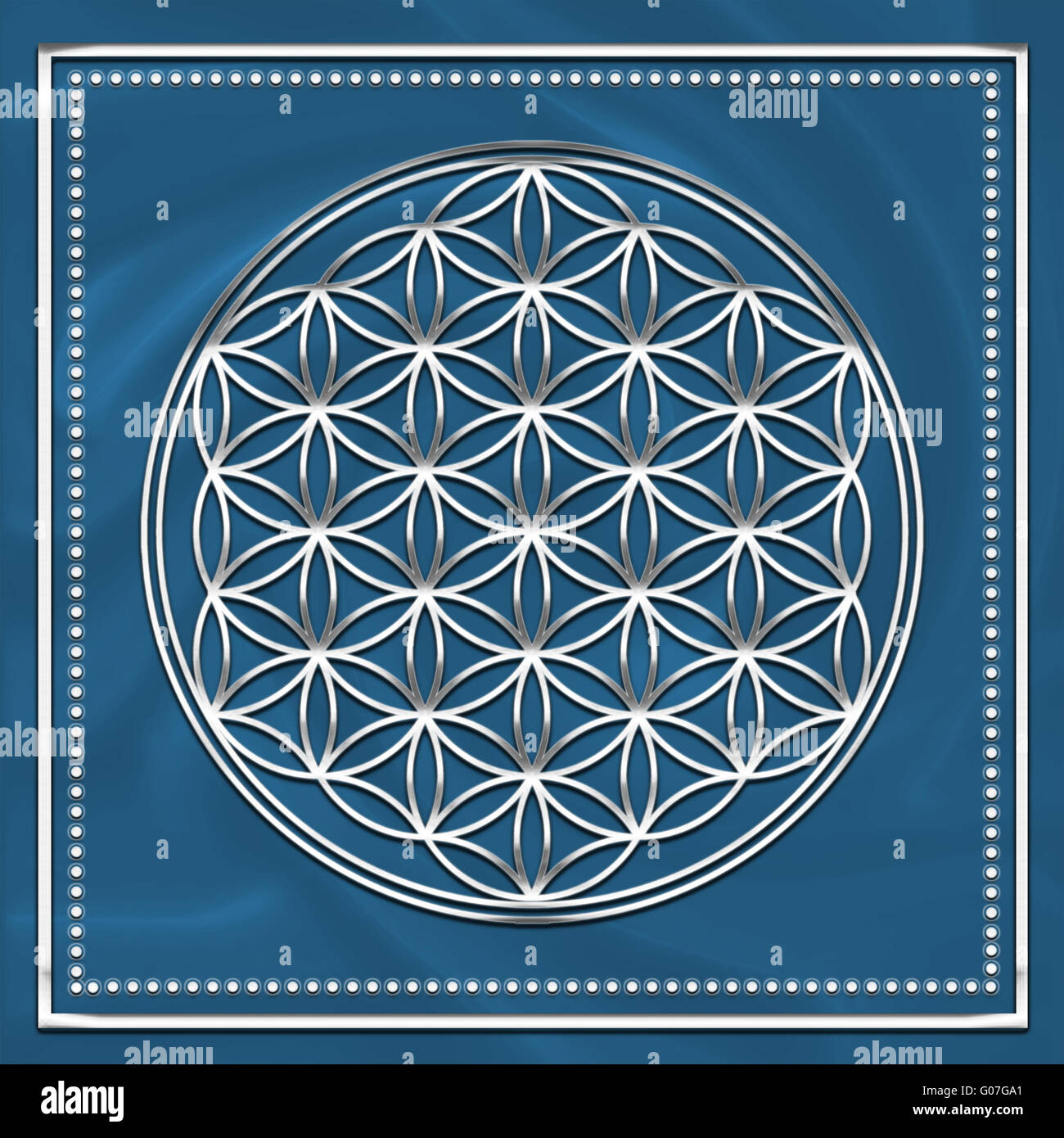 Flower of life - sacred geometry - silver Stock Photo