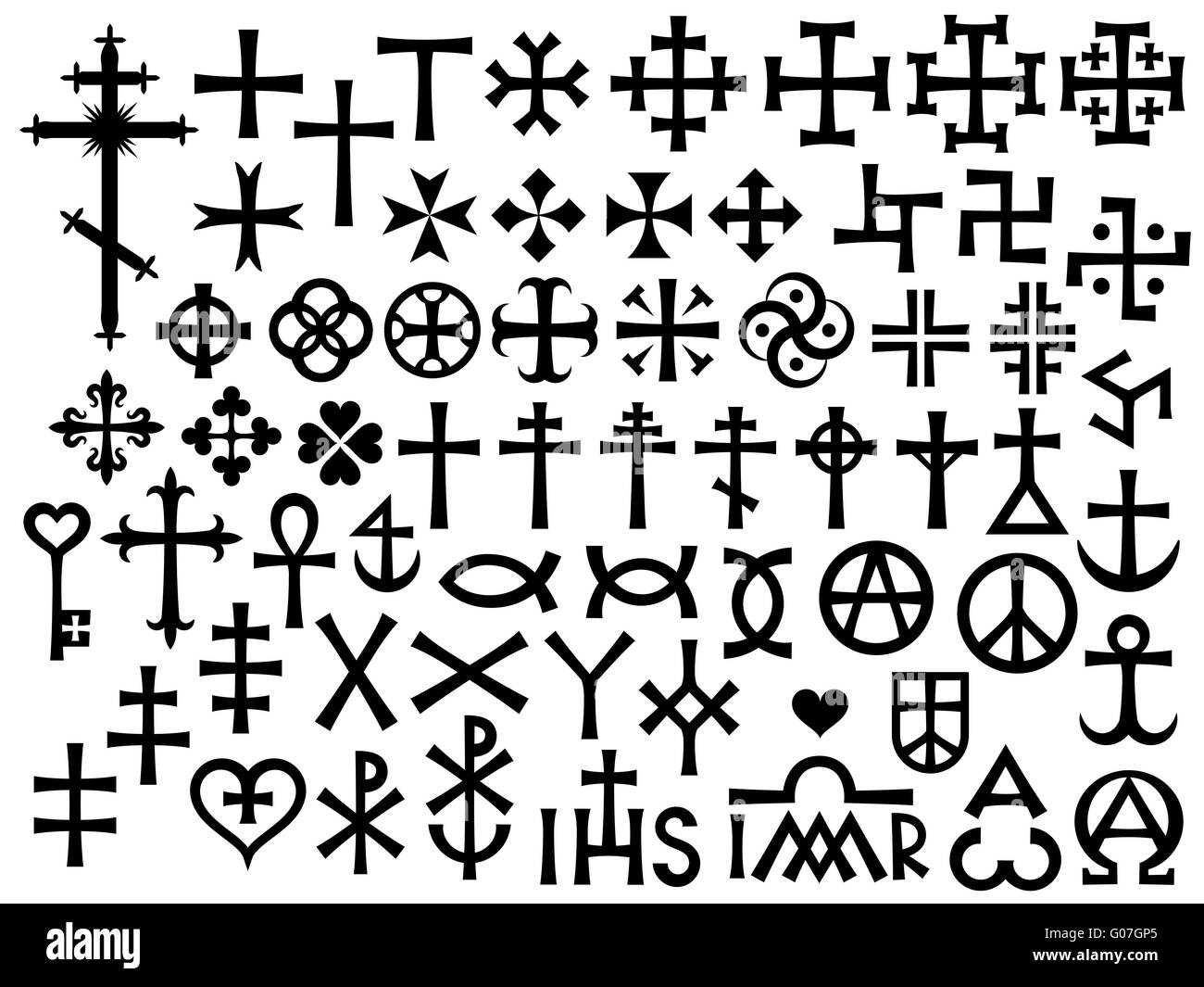 Heraldic Crosses and Christian Monograms Stock Photo
