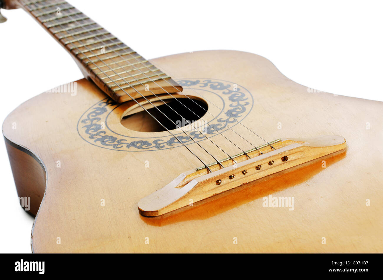 Acoustic guitar  isolated on a white Stock Photo