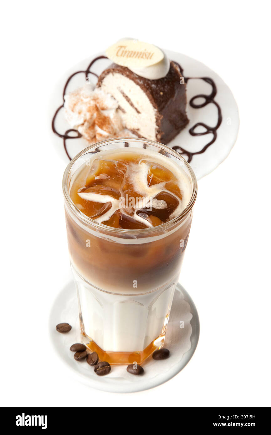 coffee cocktail with cake and beans Stock Photo