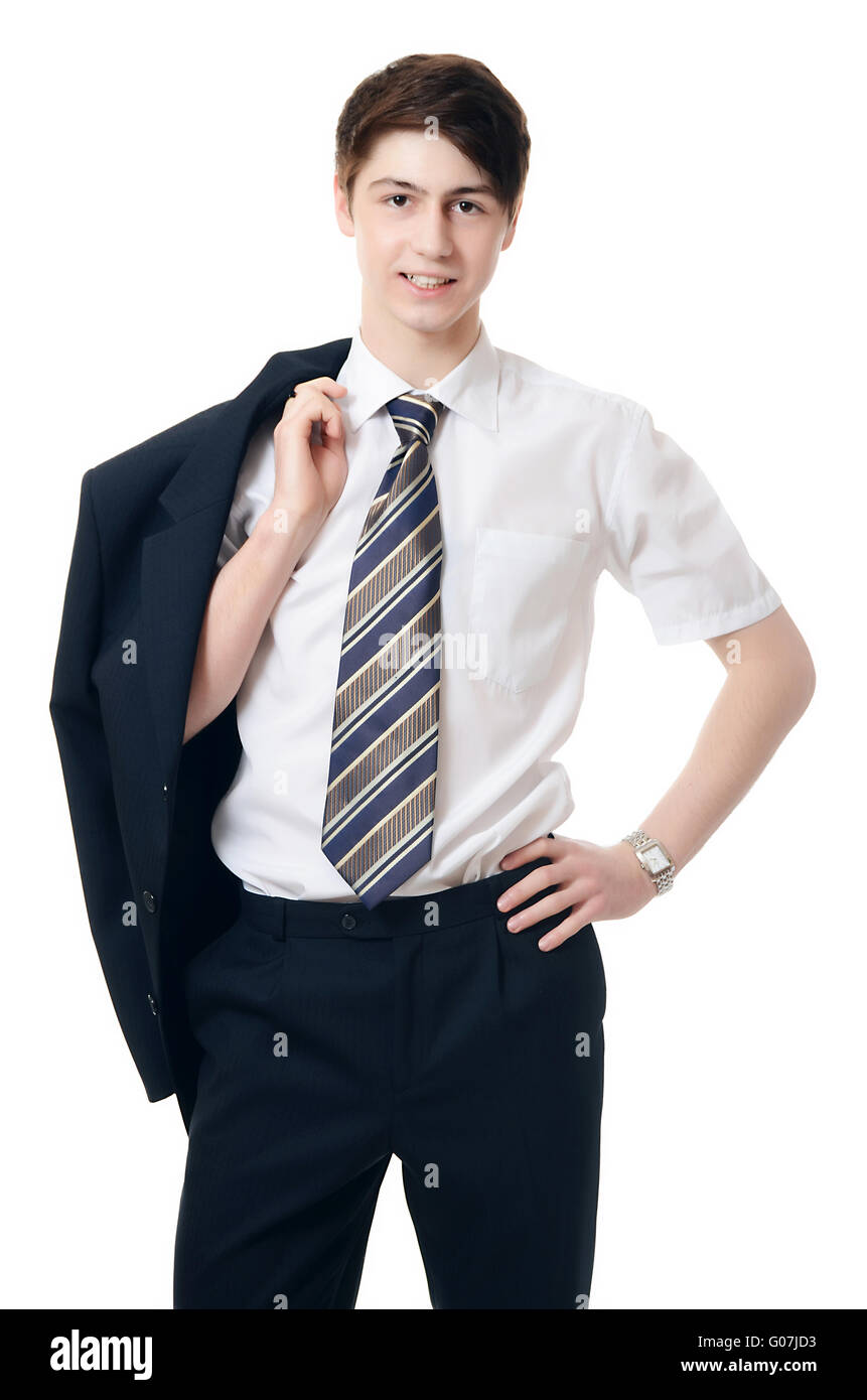 The businessman in a business suit on white background Stock Photo - Alamy