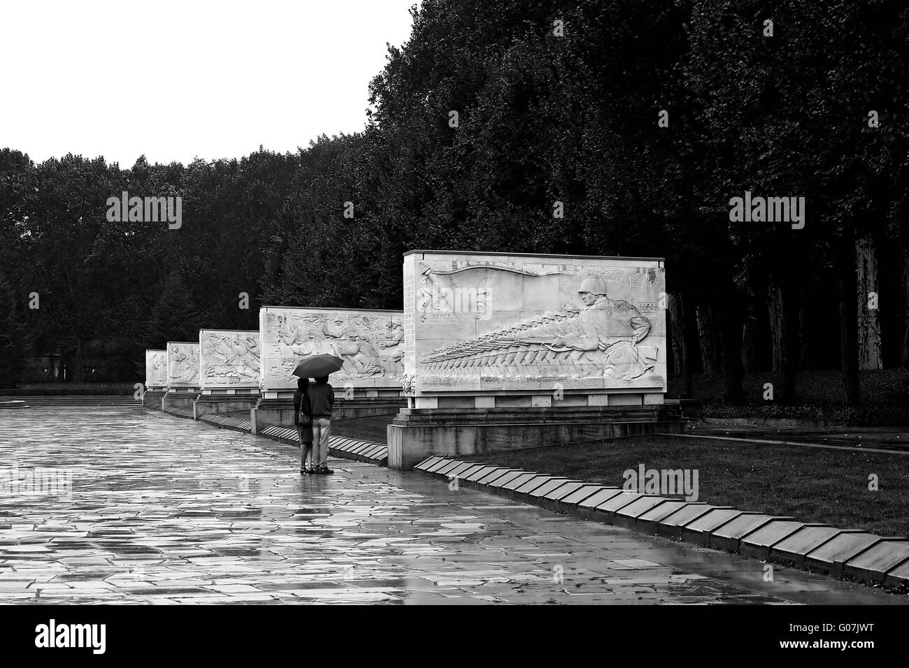 In the rain at a Memorial Stock Photo