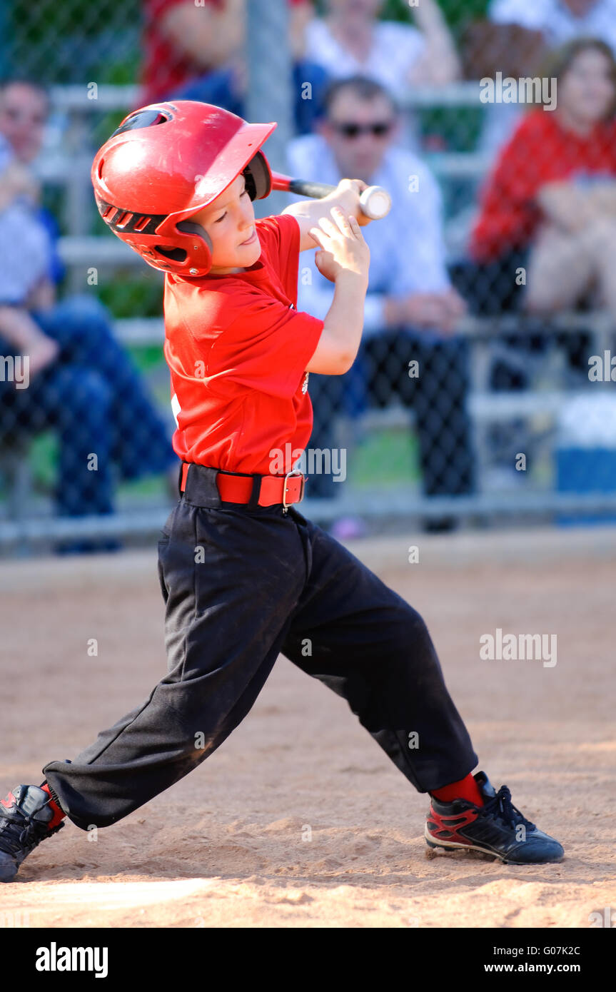 Little league player at bat Stock Photo Alamy