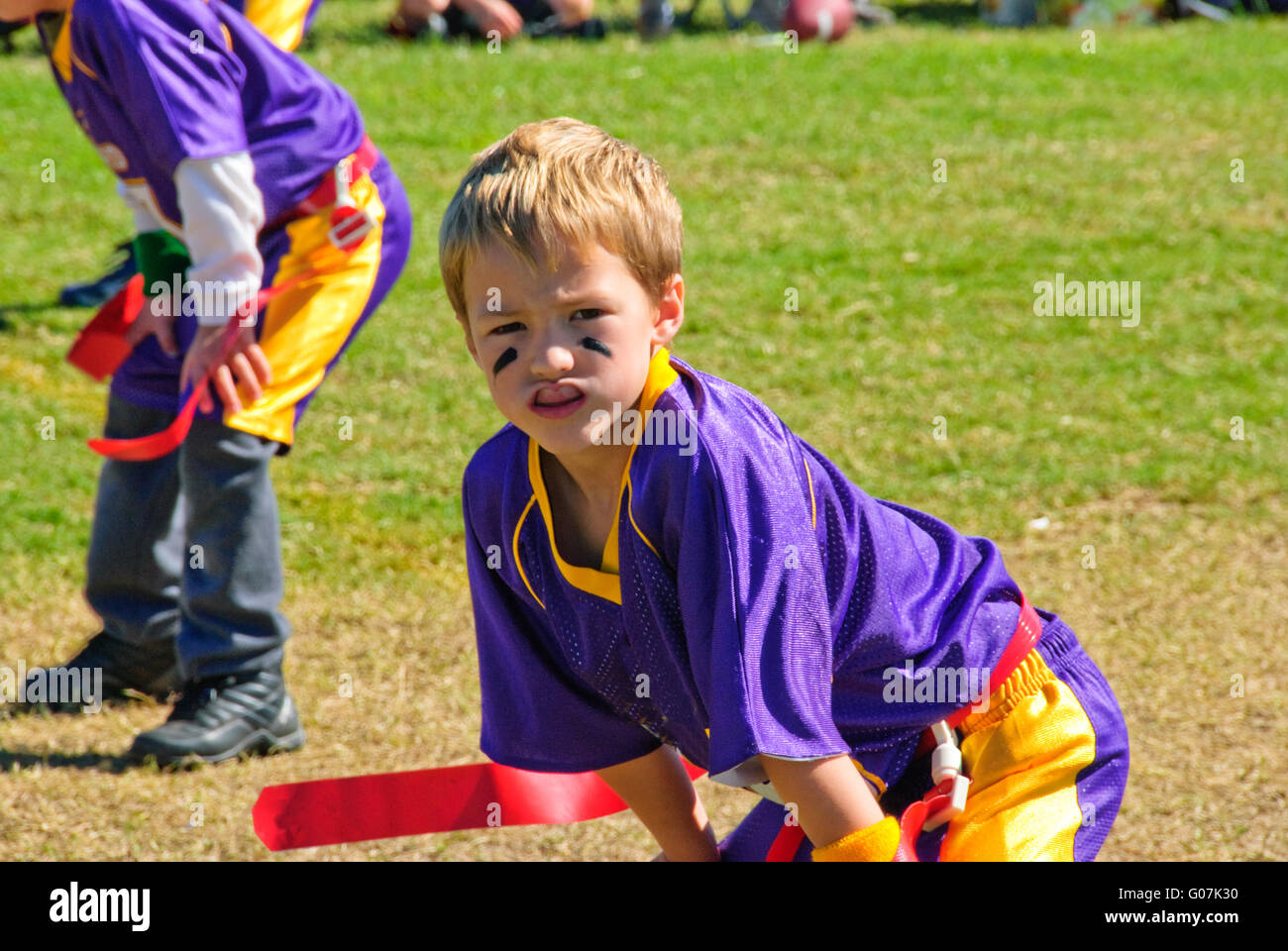 Youth flag football player Stock Photo