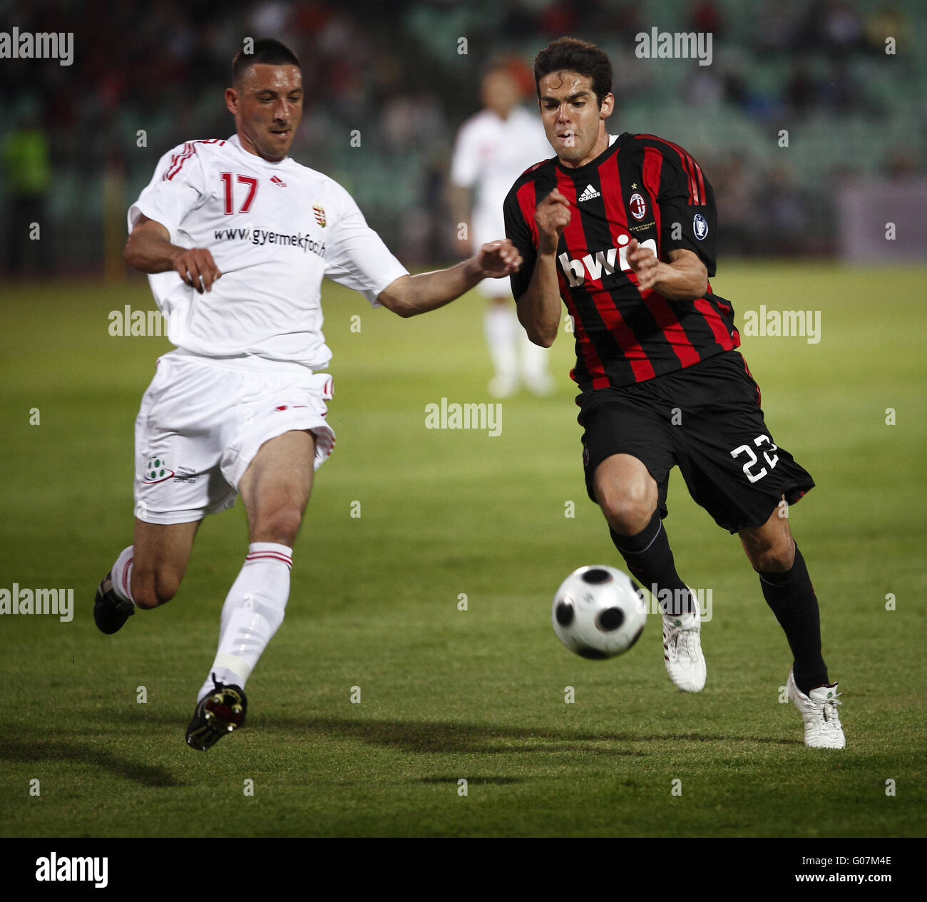 Hungarian League Team vs. AC Milan football game Stock Photo