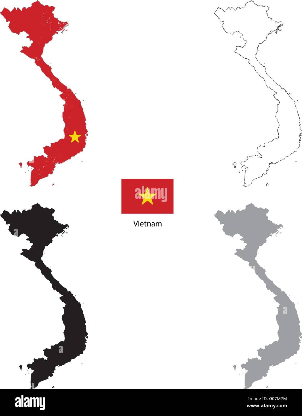Vietnam country black silhouette and with flag on background Stock ...
