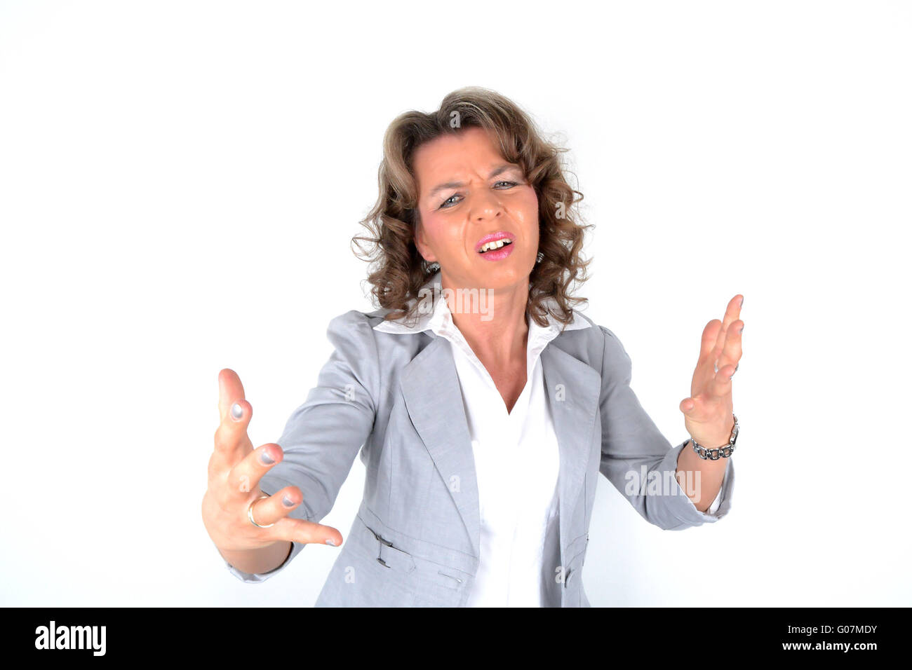 Woman who talks with his hands Stock Photo