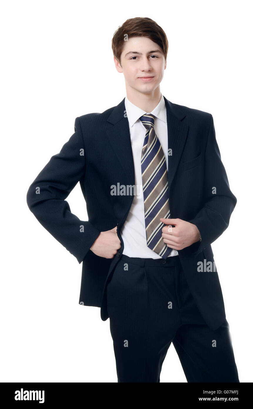 The businessman in a business suit on white background Stock Photo - Alamy