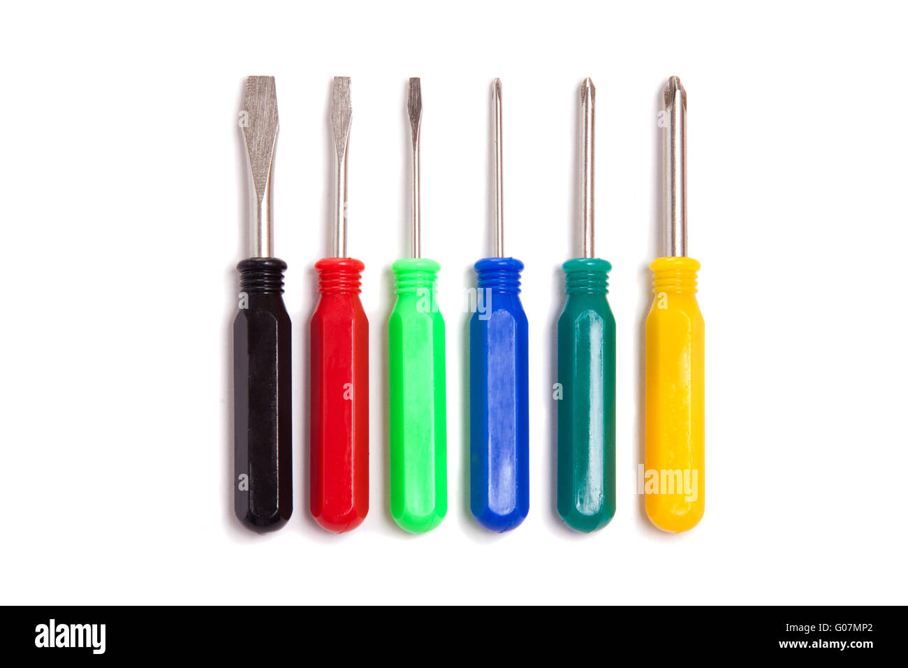 collection Set of Colored Screwdrivers Isolated on Stock Photo - Alamy