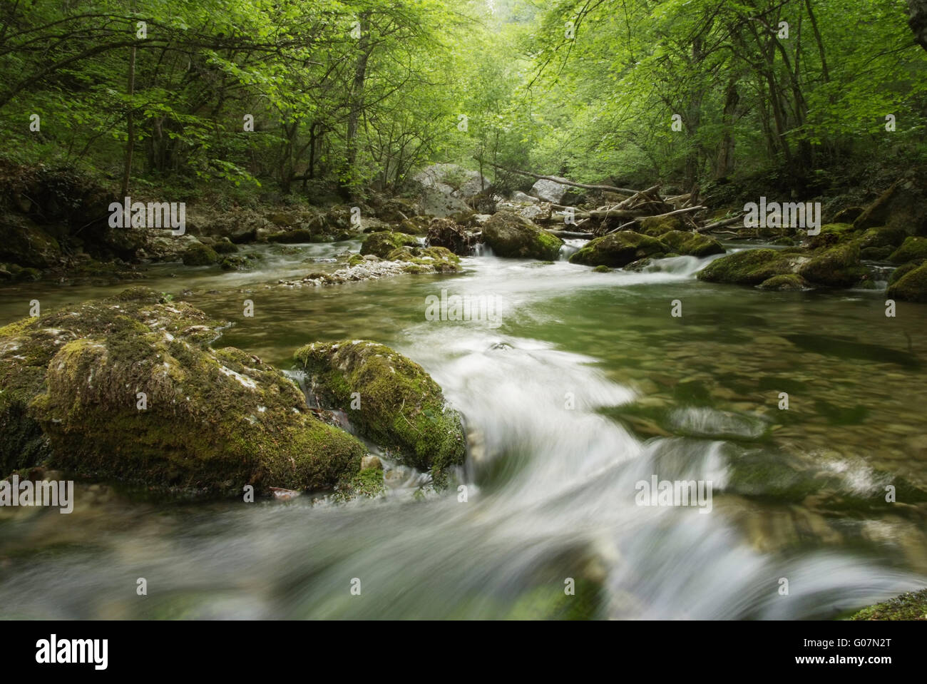 beautiful landscape with a mountain river in Crimea Stock Photo