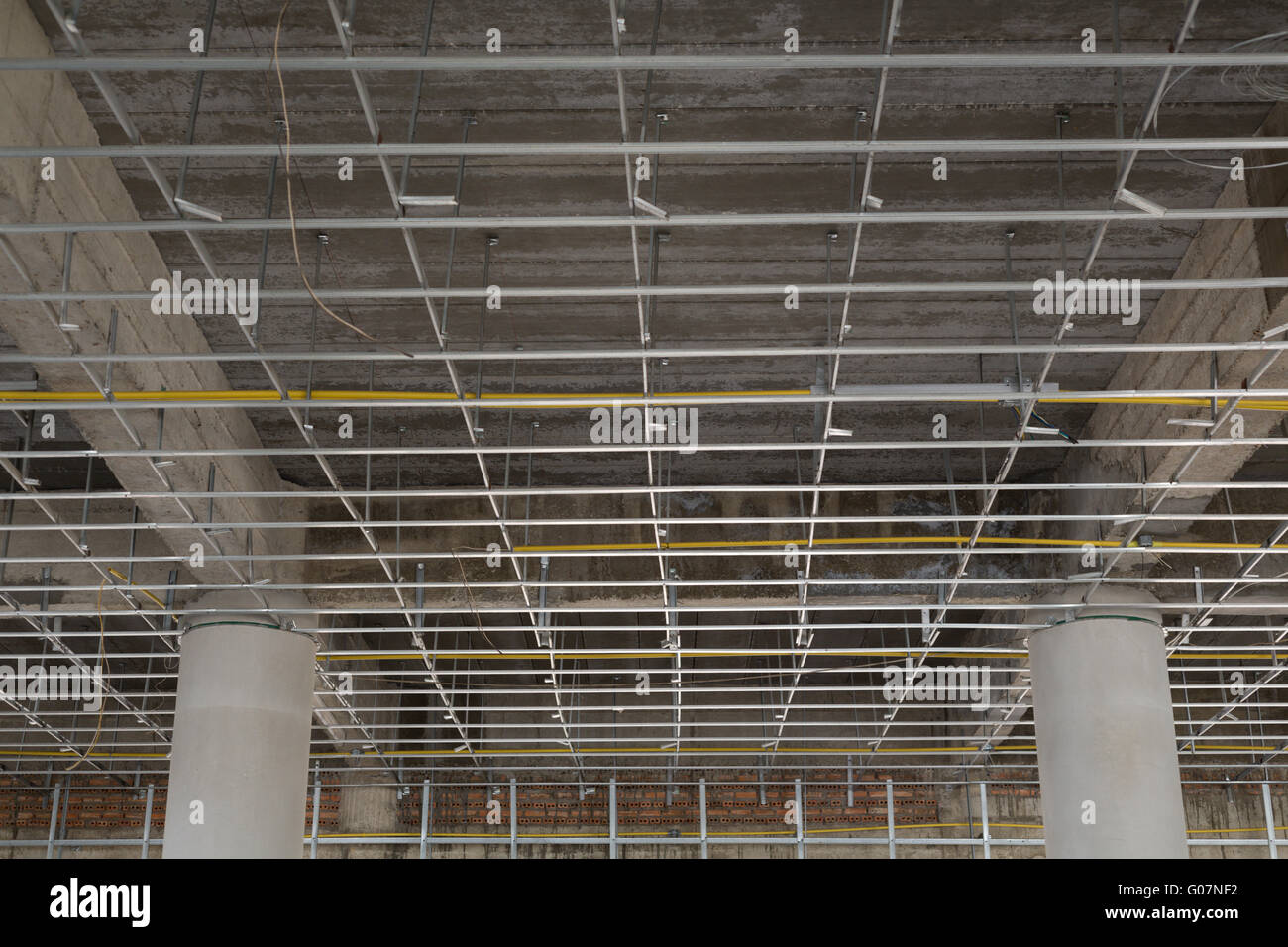 Suspended Ceiling System Under Reconstruction Building Stock Photo