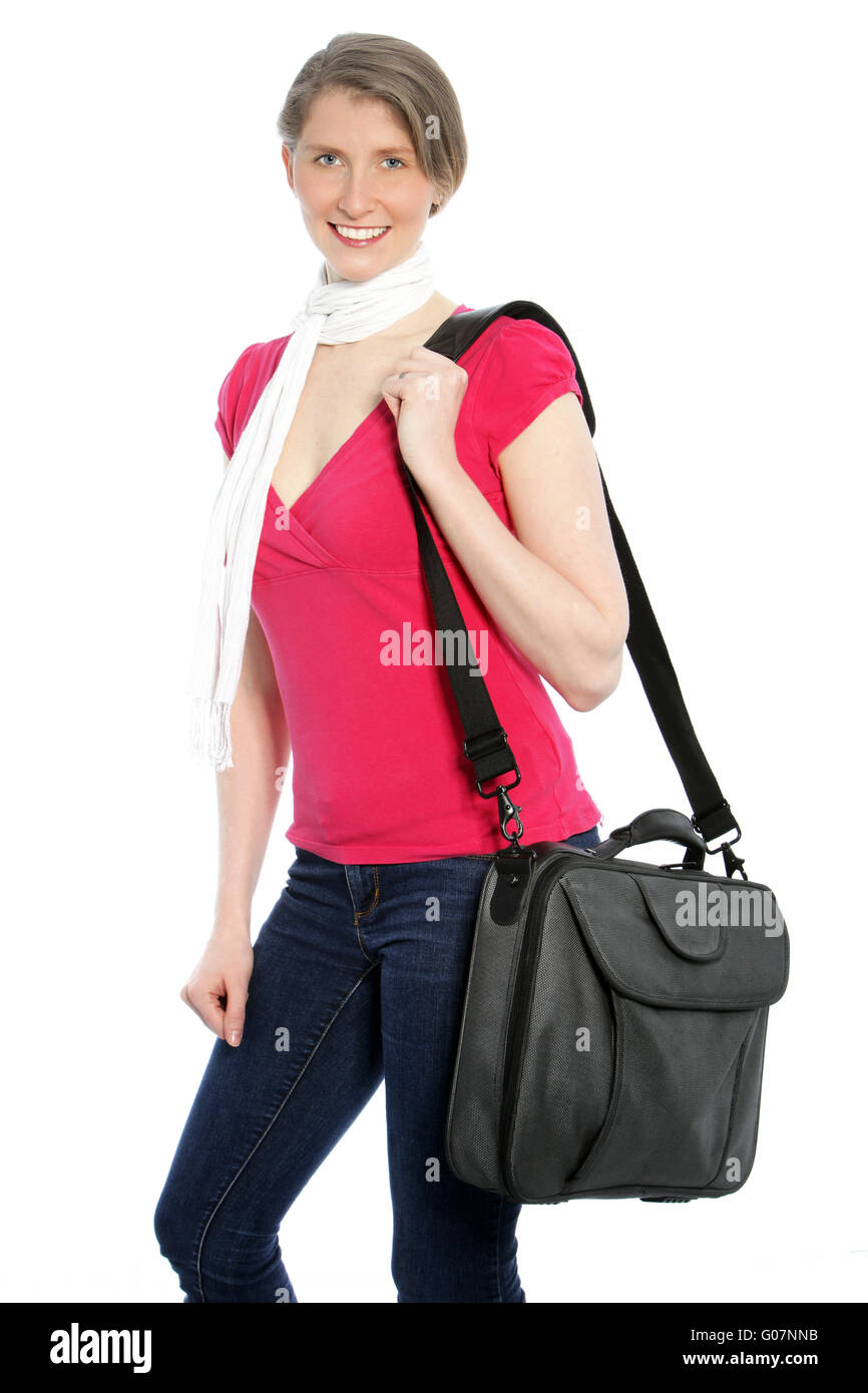 Young attractive woman carrying a shoulder bag Stock Photo Alamy