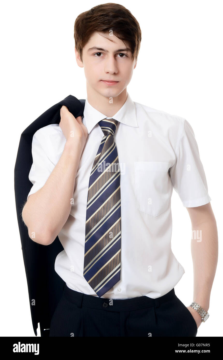 The businessman in a business suit on white background Stock Photo - Alamy