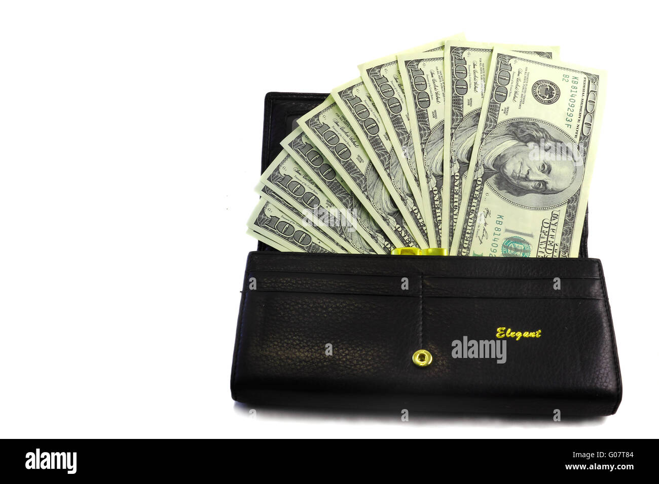 Dollar banknotes in the wallet black Stock Photo