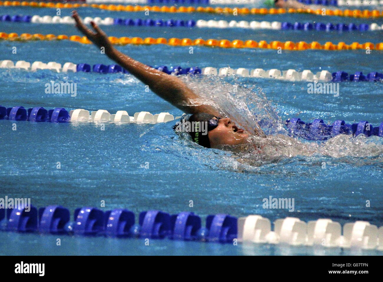 backstroke swimmer Stock Photo