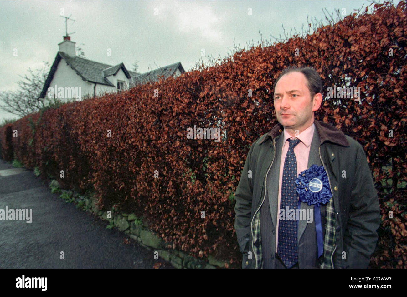 Former Scottish Secretary Michael Forsyth campaigning in his Stirlingshire constituency. Stock Photo