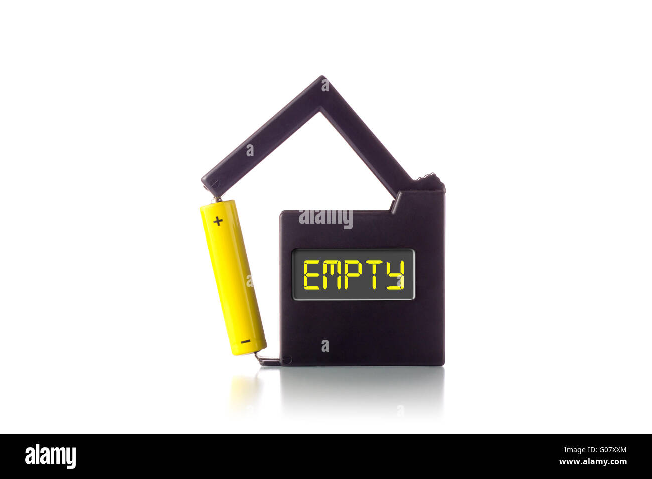 Battery tester showing EMPTY Stock Photo