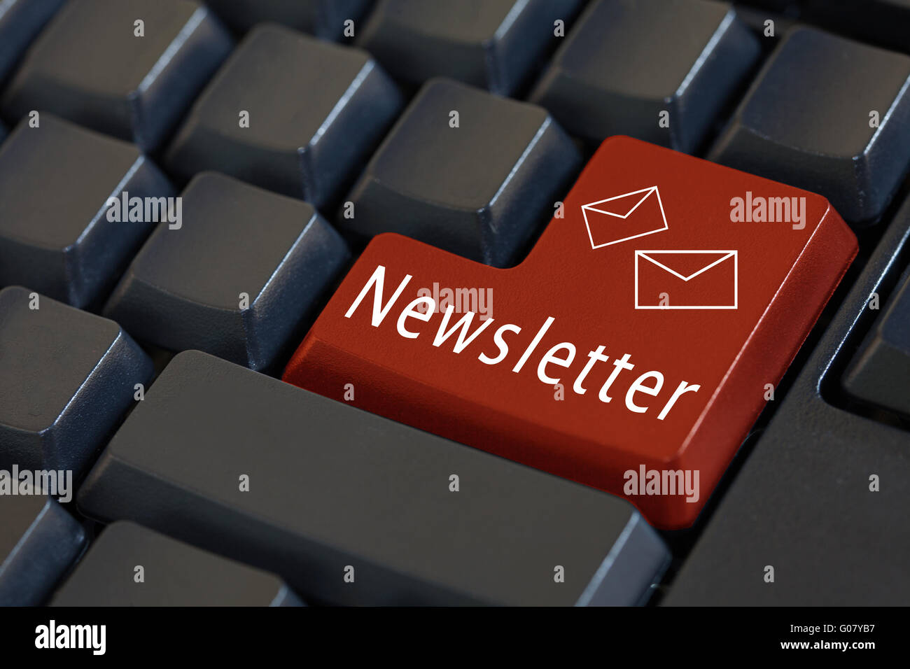 'Newsletter' and its icon on enter keyboard Stock Photo - Alamy