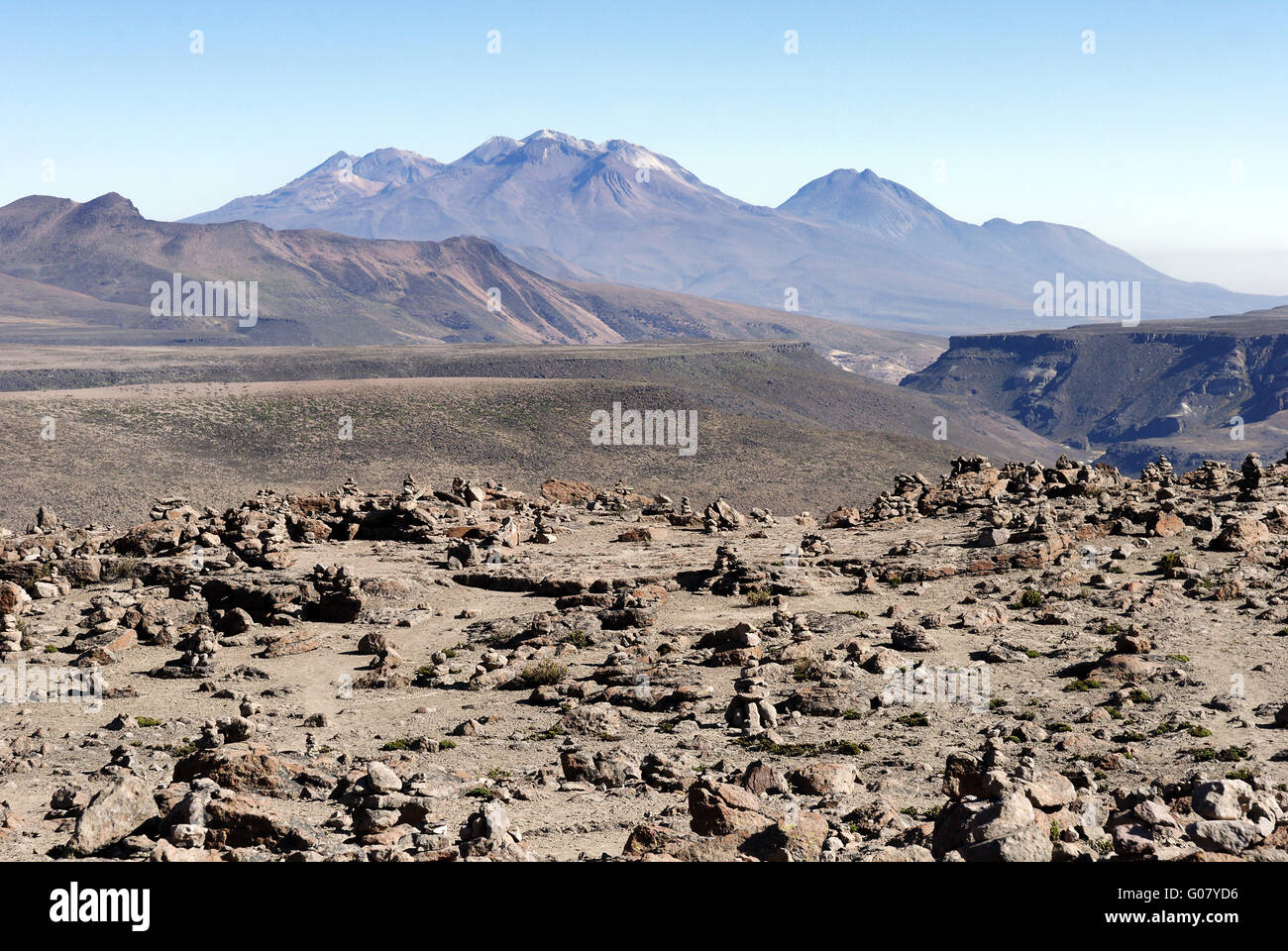 Chachani volcano from Mirador de los Andes Patapampa Pass, peru Stock