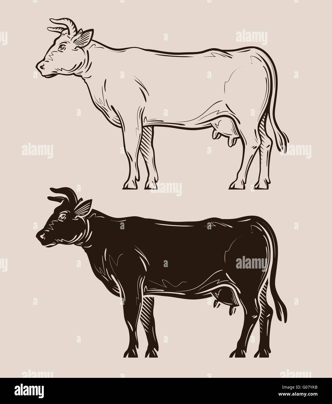dairy cow vector logo. farm, livestock, milk icon Stock Vector