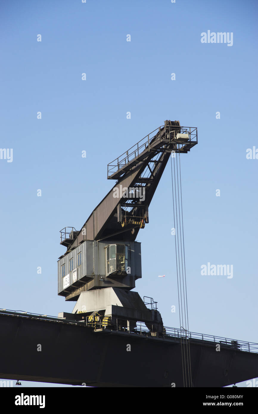 Dockside crane in the Duesseldorfer commercial har Stock Photo