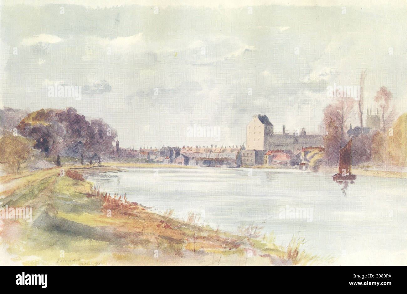 ISLEWORTH: view from the Towpath. Surrey, antique print 1914 Stock Photo