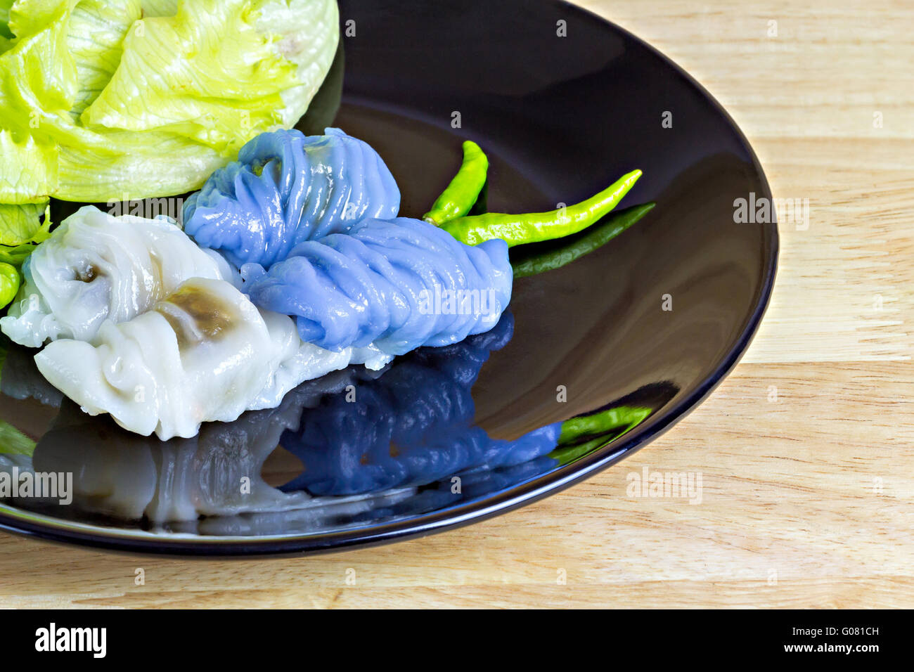 Steamed rice-skin dumplings, Thai dessert Stock Photo