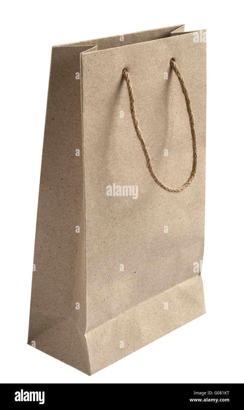 Recycled paper bag with hemp rope handles isolated Stock Photo Alamy