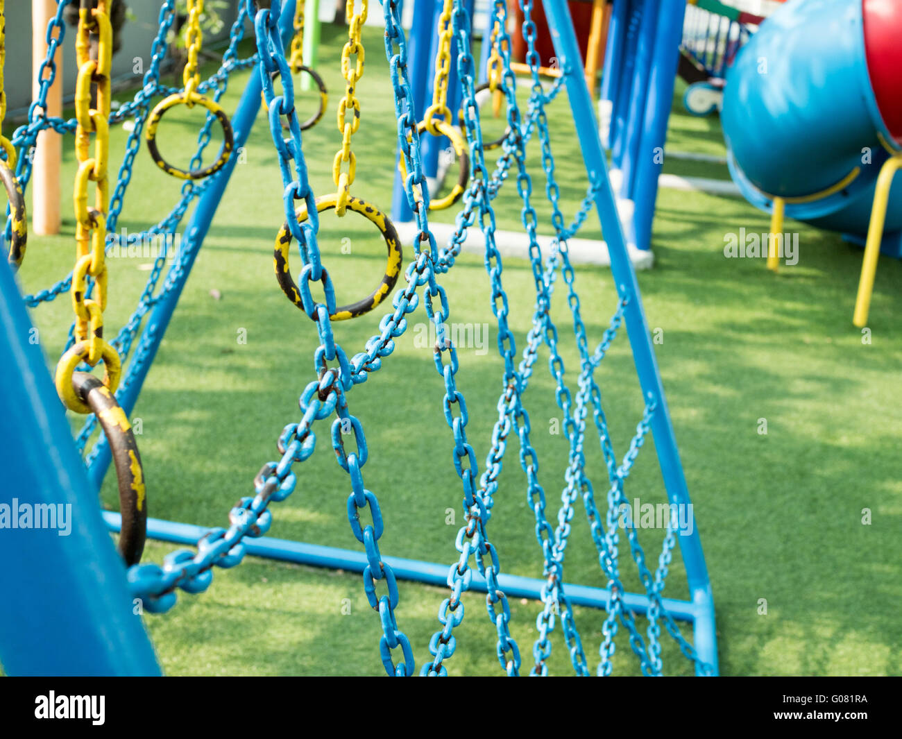 Rope climbing toys for kids in outdoor playground Stock Photo Alamy