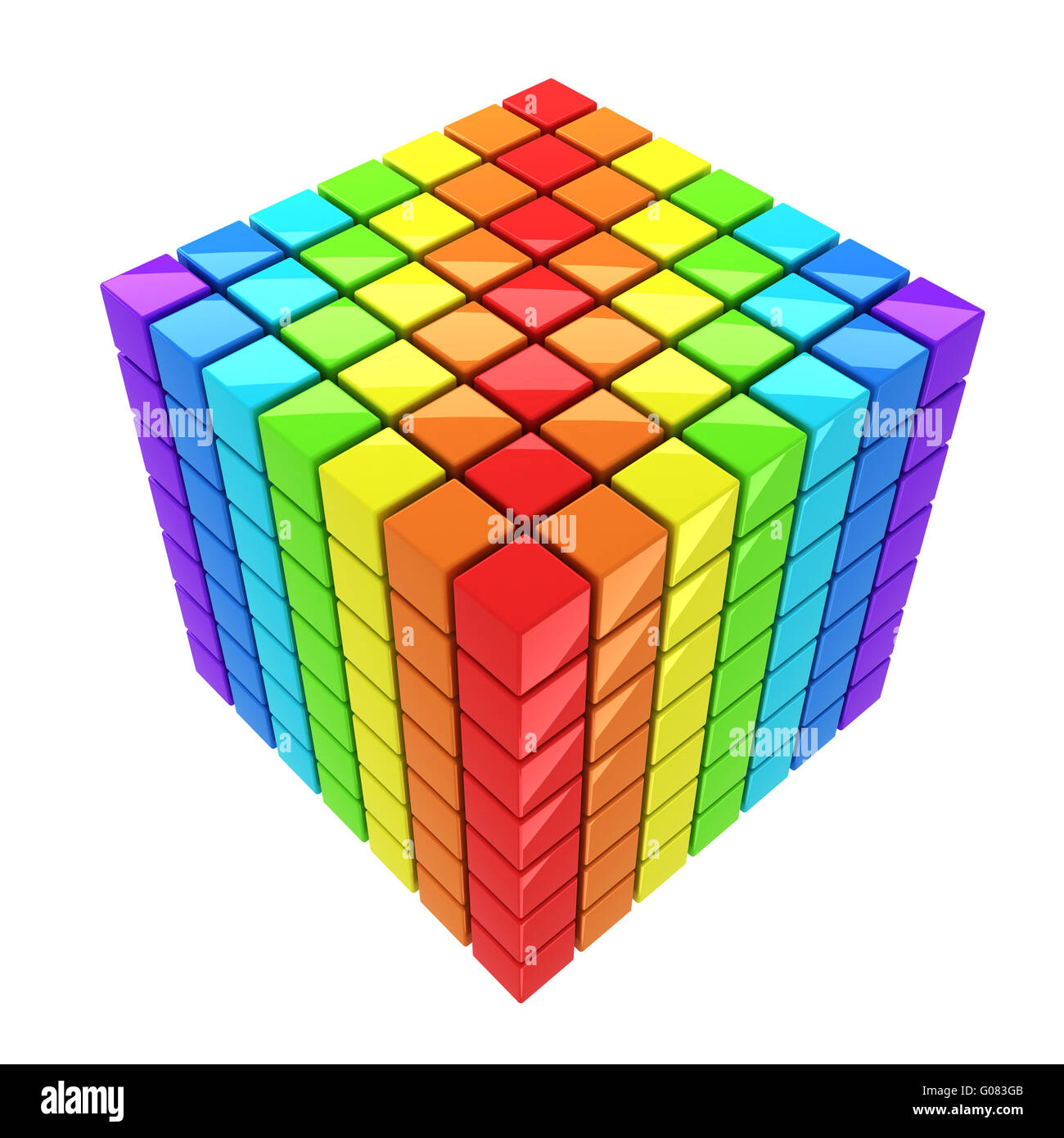 rainbow-colored cube isolated over white backgroun Stock Photo