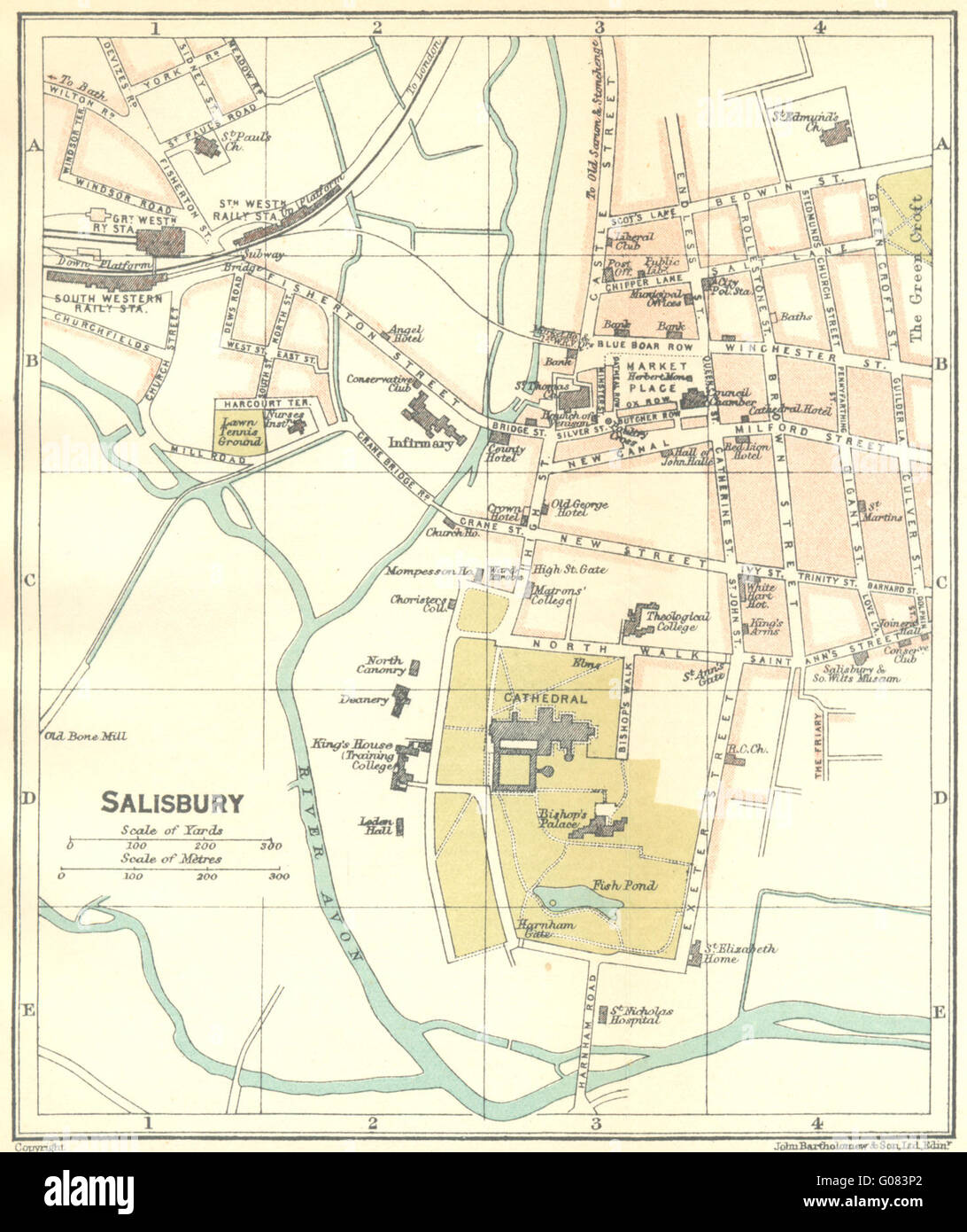 WILTS Salisbury Town Plan 1924 Vintage Map Stock Photo Alamy   Wilts Salisbury Town Plan 1924 Vintage Map G083P2 