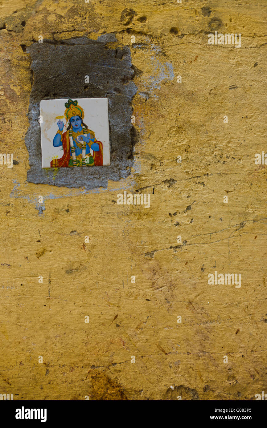 Glazed Tile God Vishnu Outdoor Wall Decoration Stock Photo Alamy