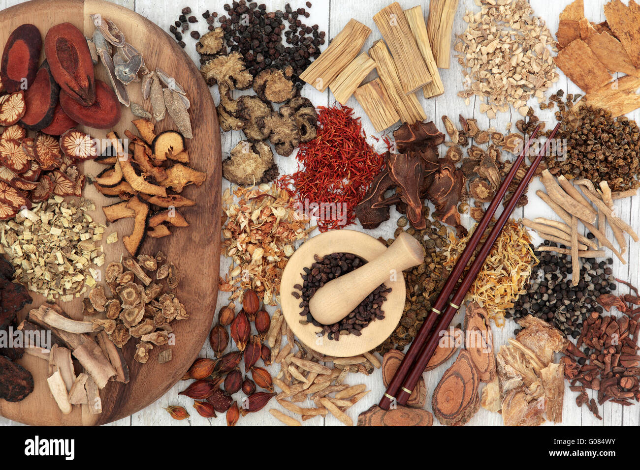 Chinese herb selection used in traditional alternative herbal medicine