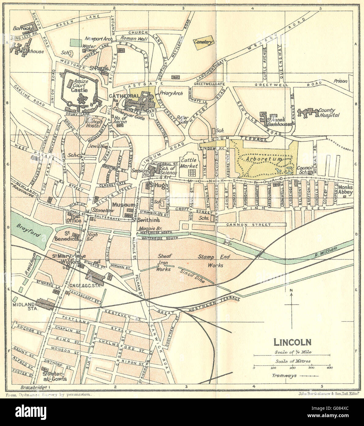 LINCS: Lincoln Town Plan, 1924 vintage map Stock Photo