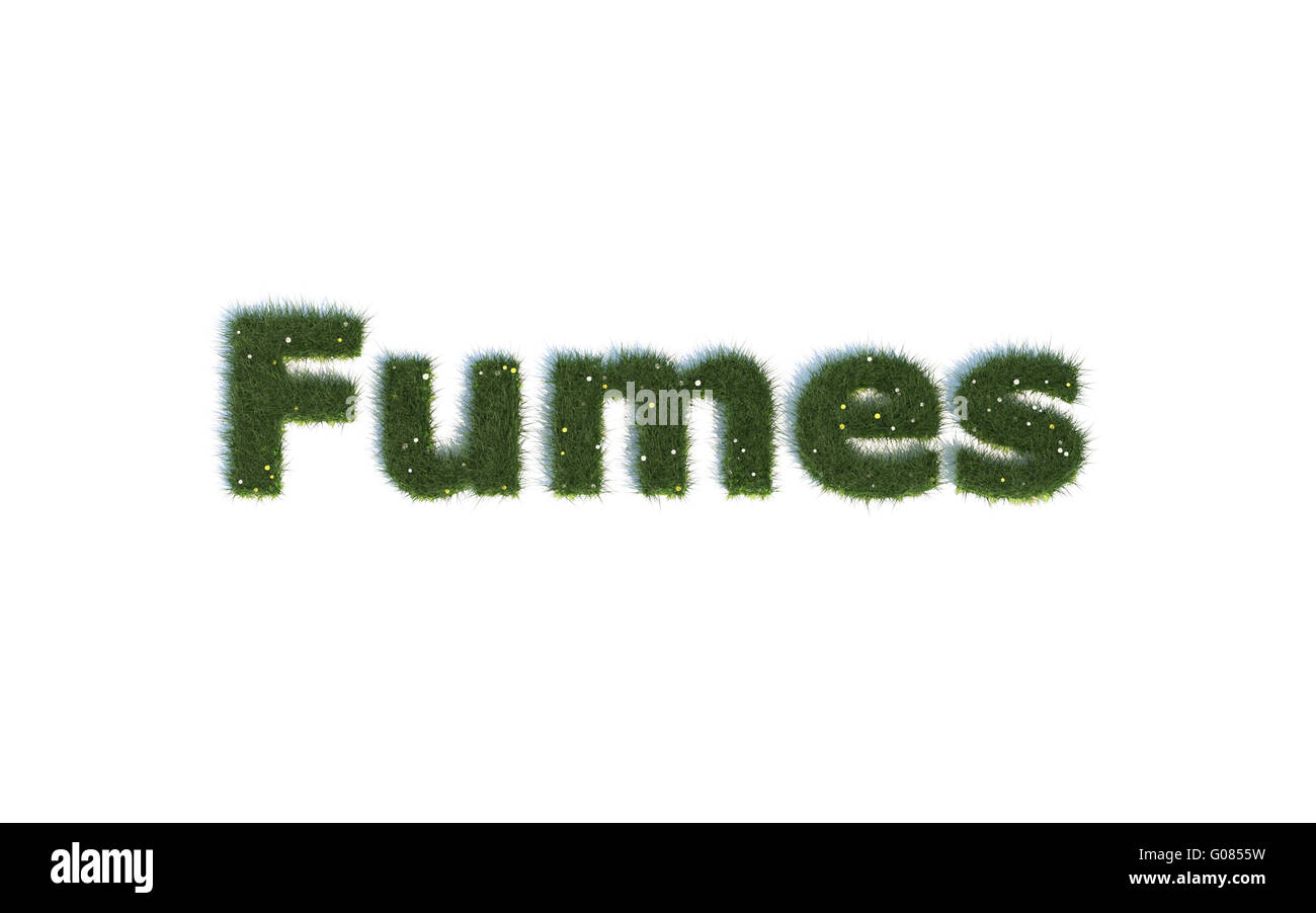 Fumes: Series Fonts out of realistic grass Language E Stock Photo